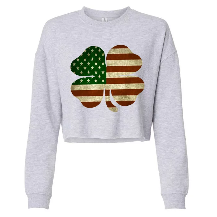 Vintage Clover Irish American Flag Cropped Pullover Crew