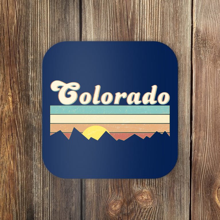 Vintage Colorado Mountain Sunset Coaster