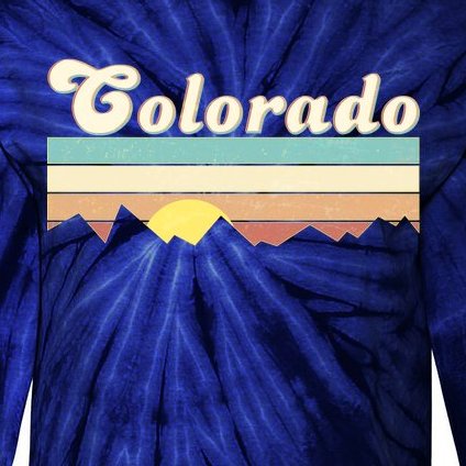 Vintage Colorado Mountain Sunset Tie-Dye Long Sleeve Shirt