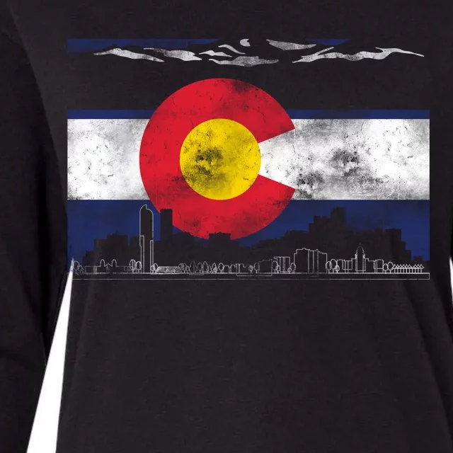 Vintage Colorado Skyline Flag Womens Cotton Relaxed Long Sleeve T-Shirt