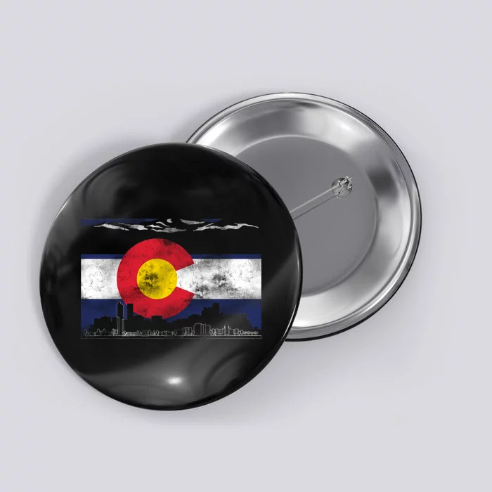 Vintage Colorado Skyline Flag Button