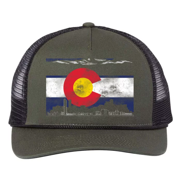 Vintage Colorado Skyline Flag Retro Rope Trucker Hat Cap