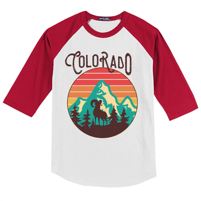 Vintage Colorado Wilderness Emblem Kids Colorblock Raglan Jersey