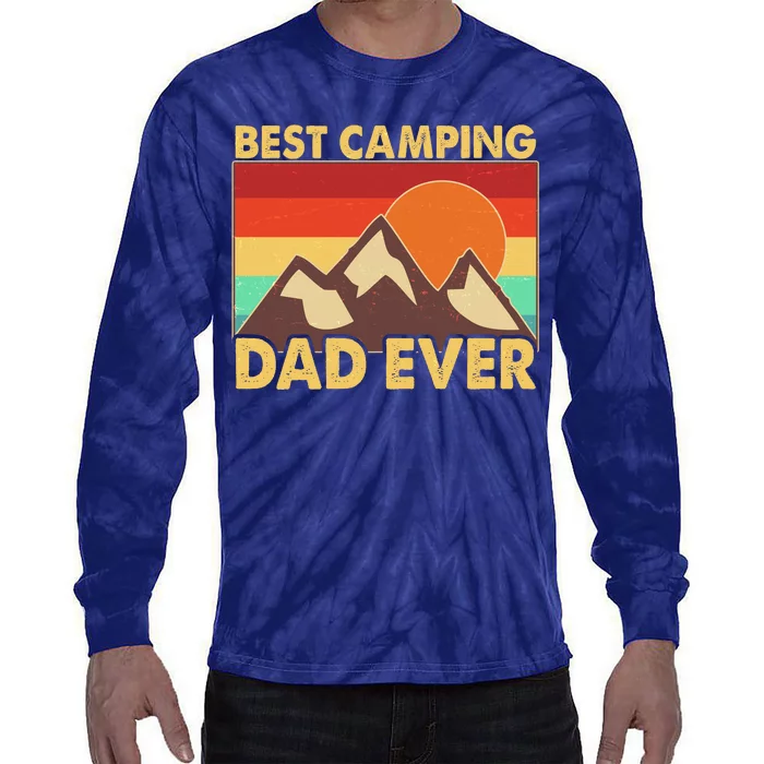 Vintage Colors Best Camping Dad Ever Tie-Dye Long Sleeve Shirt