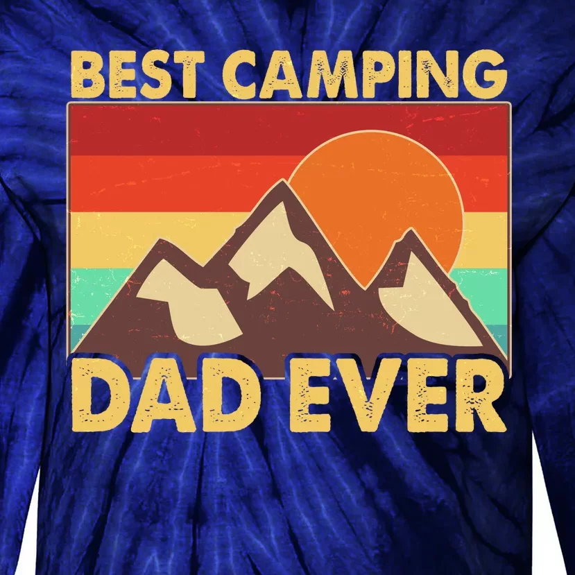 Vintage Colors Best Camping Dad Ever Tie-Dye Long Sleeve Shirt