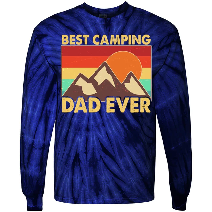 Vintage Colors Best Camping Dad Ever Tie-Dye Long Sleeve Shirt