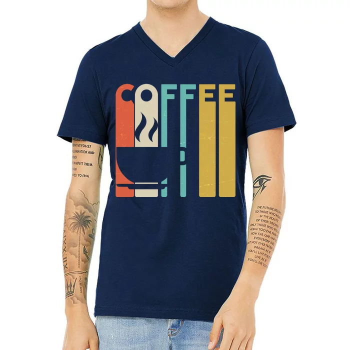 Vintage Colors Coffee Cup Logo V-Neck T-Shirt