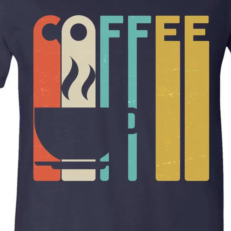 Vintage Colors Coffee Cup Logo V-Neck T-Shirt