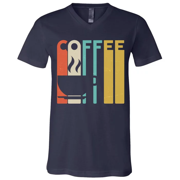 Vintage Colors Coffee Cup Logo V-Neck T-Shirt