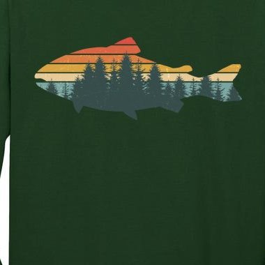 Vintage Colors Forest Bass Fish Tall Long Sleeve T-Shirt
