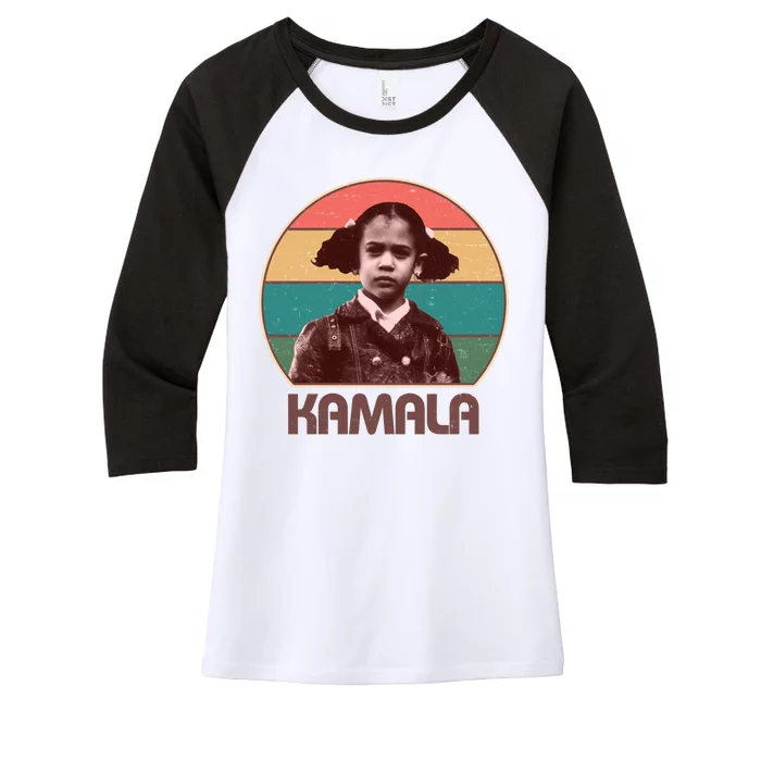 Vintage Colors Kamala Harris Childhood Photo Women's Tri-Blend 3/4-Sleeve Raglan Shirt