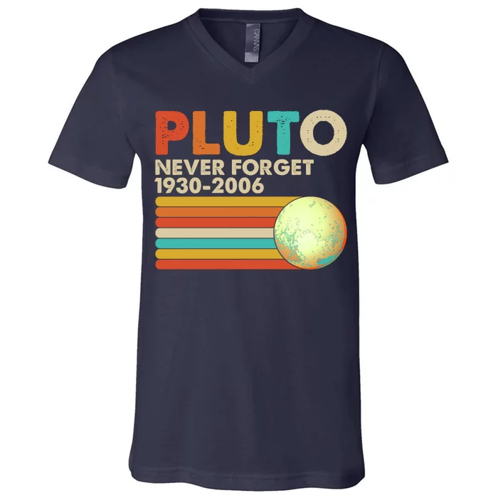 Vintage Colors Pluto Never Forget 1930-2006 V-Neck T-Shirt
