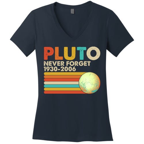 Vintage Colors Pluto Never Forget 1930-2006 Women's V-Neck T-Shirt
