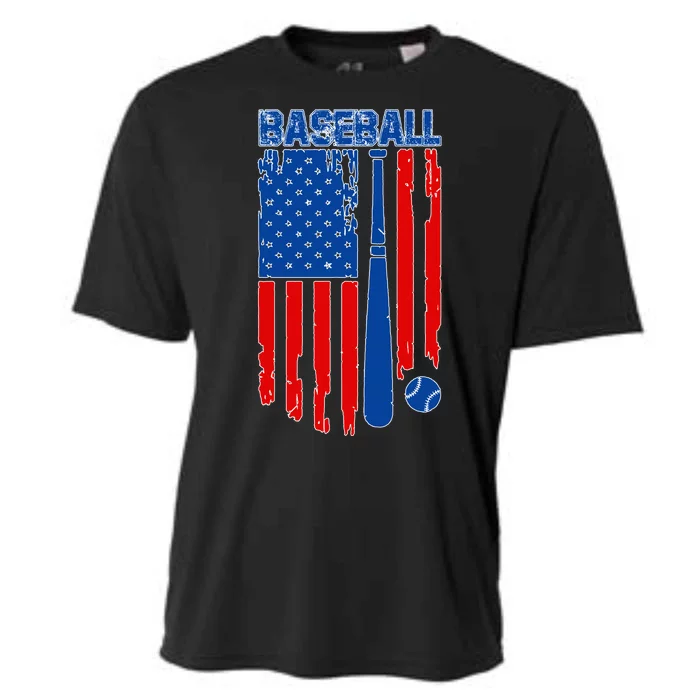 Vintage Cool Baseball American Flag Cooling Performance Crew T-Shirt