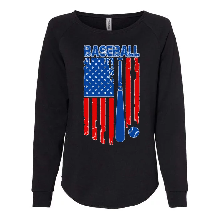 Vintage Cool Baseball American Flag Womens California Wash Sweatshirt