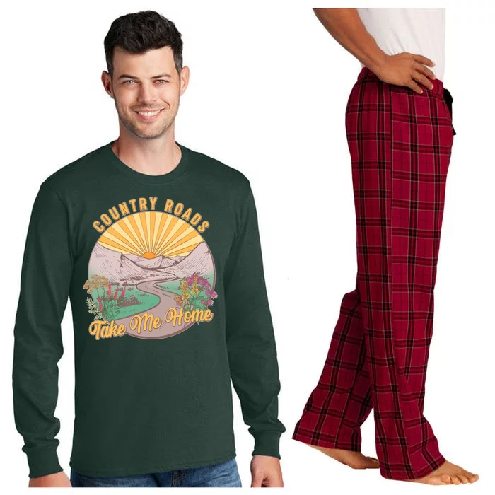 Vintage Country Roads Take Me Home Long Sleeve Pajama Set