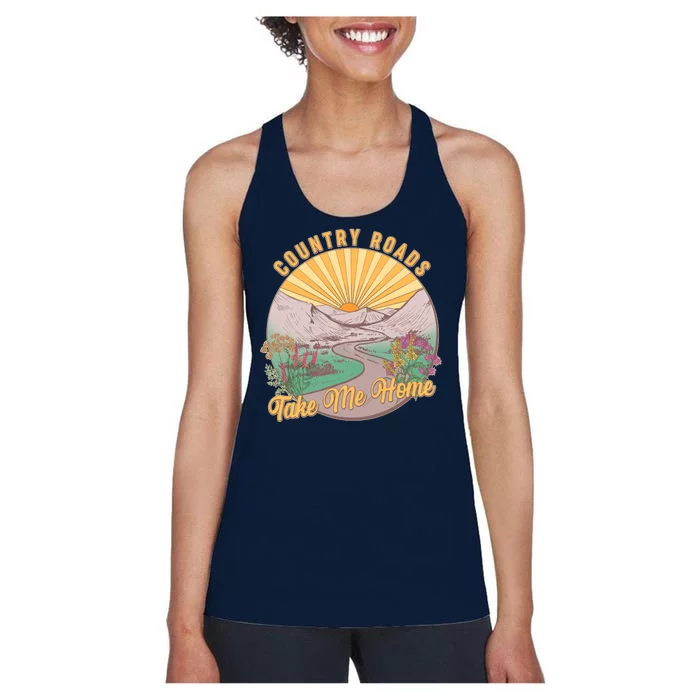 Vintage Country Roads Take Me Home Women's Racerback Tank