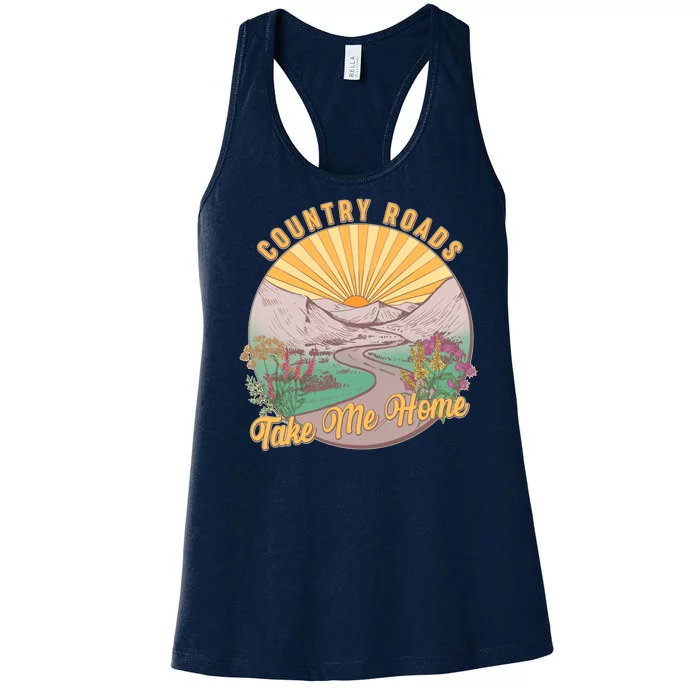 Vintage Country Roads Take Me Home Women's Racerback Tank