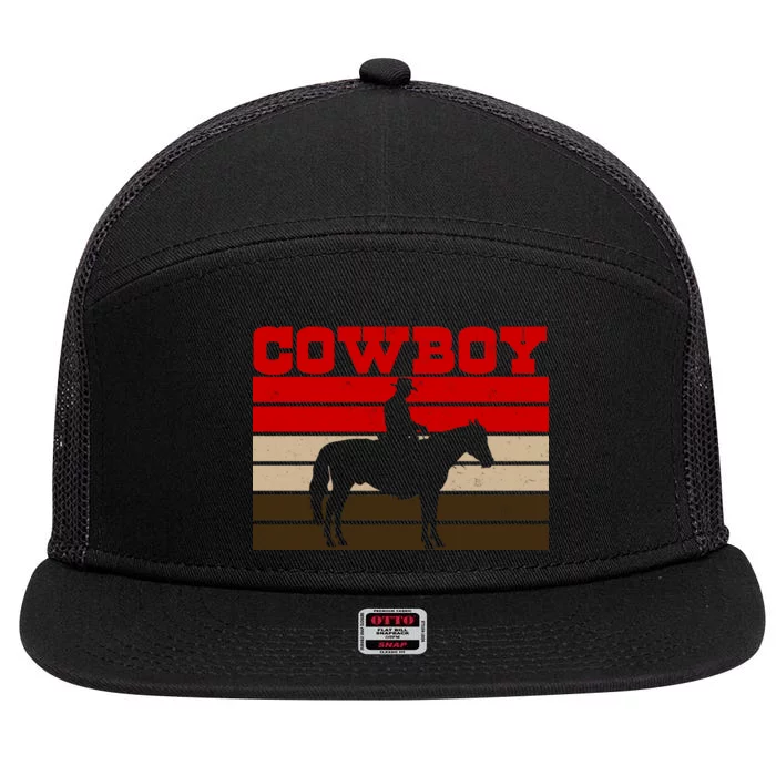 Vintage Cowboy Logo 7 Panel Mesh Trucker Snapback Hat