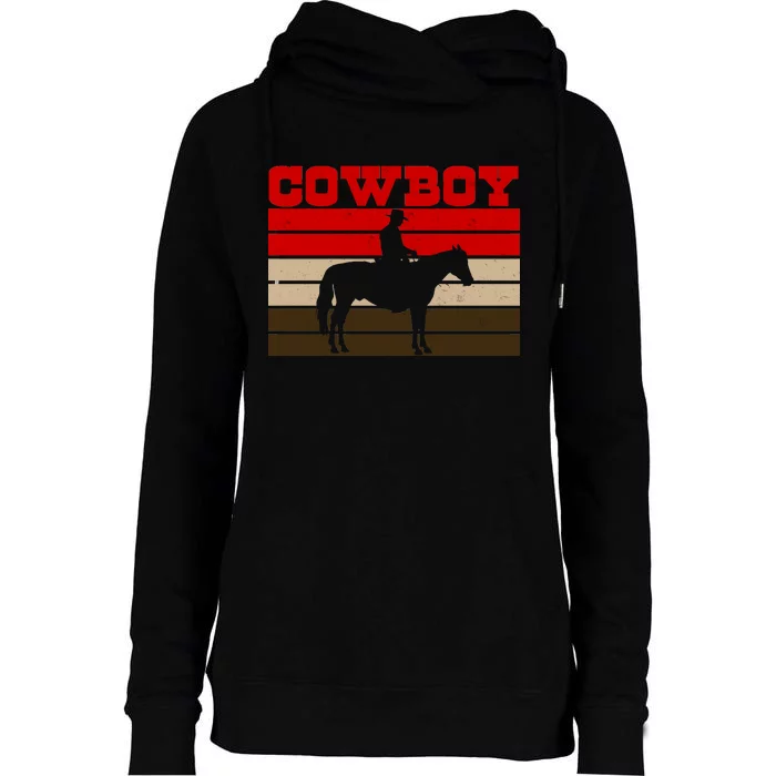 Vintage Cowboy Logo Womens Funnel Neck Pullover Hood