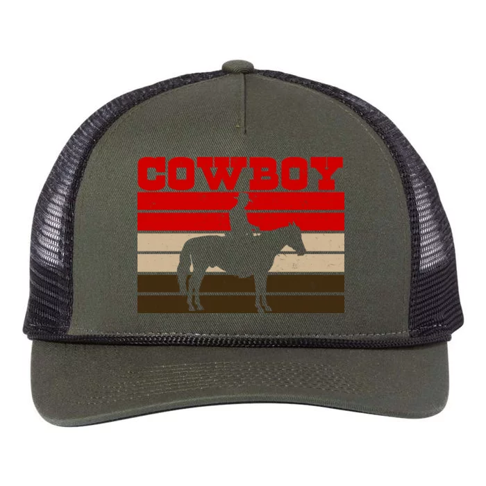 Vintage Cowboy Logo Retro Rope Trucker Hat Cap