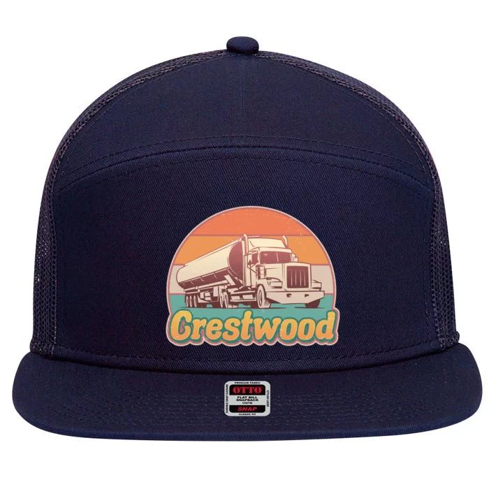 Vintage Crestwood Tanker Truck 7 Panel Mesh Trucker Snapback Hat