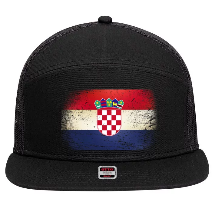 Vintage Croatia Flag 7 Panel Mesh Trucker Snapback Hat