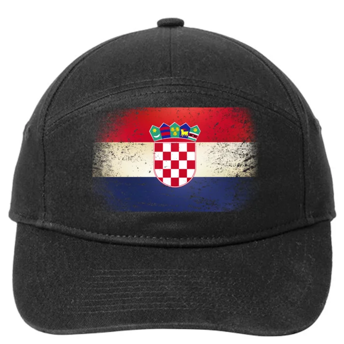 Vintage Croatia Flag 7-Panel Snapback Hat