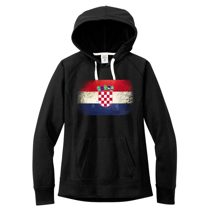 Vintage Croatia Flag Women's Fleece Hoodie