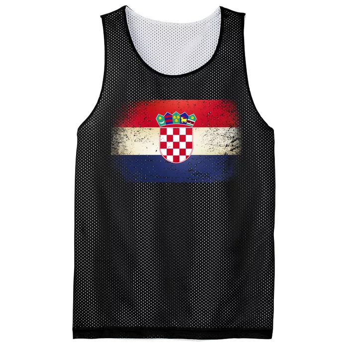 Vintage Croatia Flag Mesh Reversible Basketball Jersey Tank