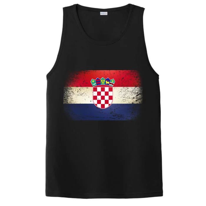 Vintage Croatia Flag Performance Tank