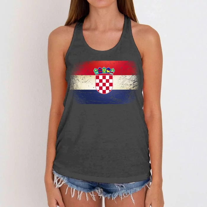 Vintage Croatia Flag Women's Knotted Racerback Tank