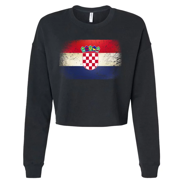 Vintage Croatia Flag Cropped Pullover Crew