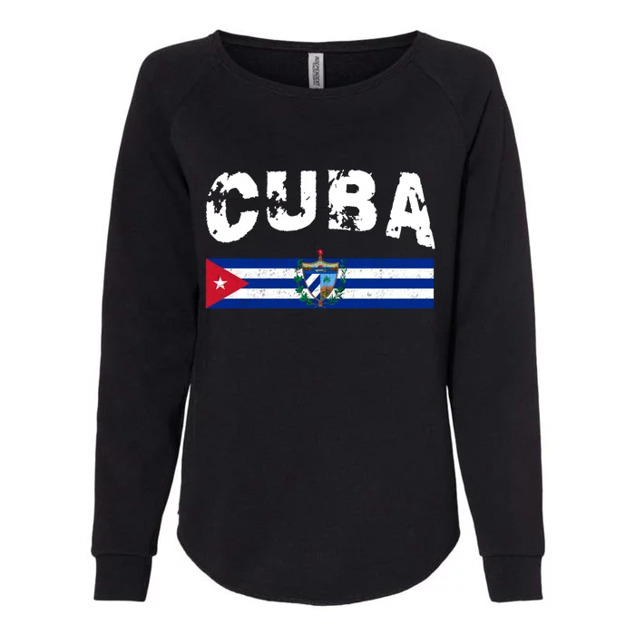 Vintage Cuba Emblem Cuban Flag Womens California Wash Sweatshirt