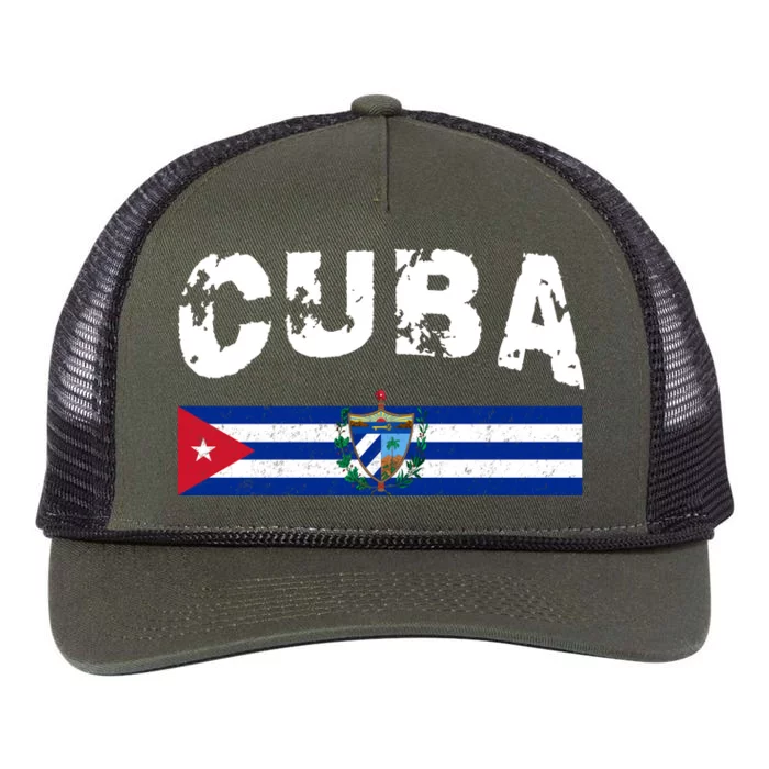 Vintage Cuba Emblem Cuban Flag Retro Rope Trucker Hat Cap