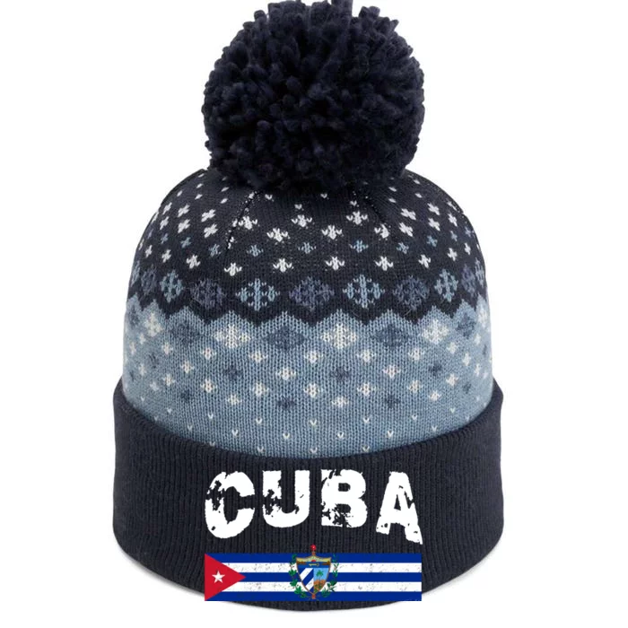 Vintage Cuba Emblem Cuban Flag The Baniff Cuffed Pom Beanie