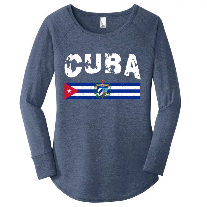 Vintage Cuba Emblem Cuban Flag Women's Perfect Tri Tunic Long Sleeve Shirt