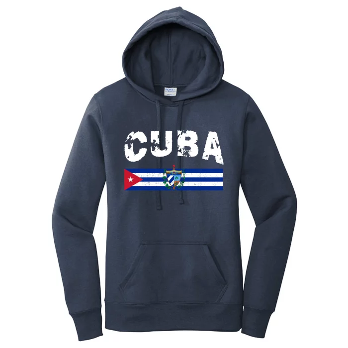 Vintage Cuba Emblem Cuban Flag Women's Pullover Hoodie