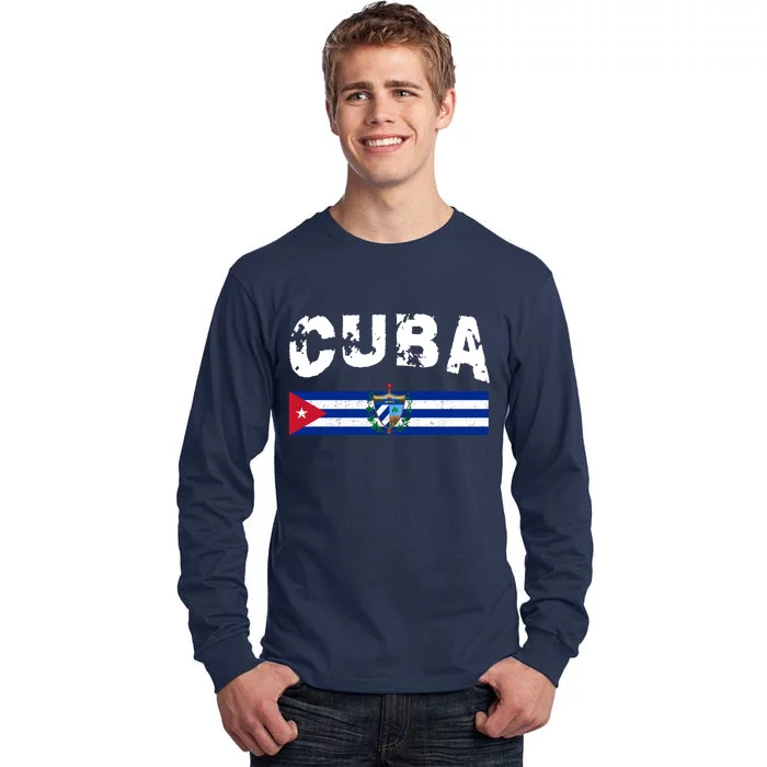 Vintage Cuba Emblem Cuban Flag Tall Long Sleeve T-Shirt