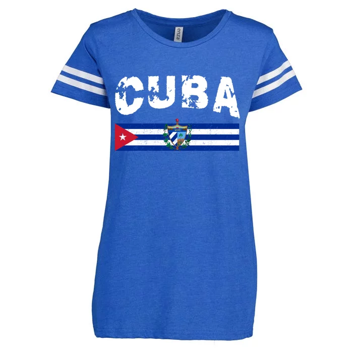 Vintage Cuba Emblem Cuban Flag Enza Ladies Jersey Football T-Shirt