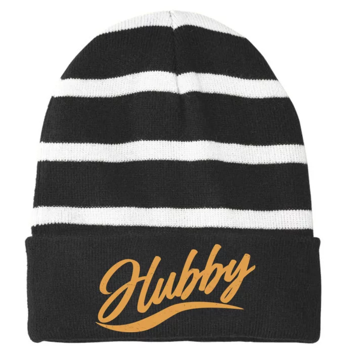 Vintage Cute Hubby Married Life Striped Beanie with Solid Band