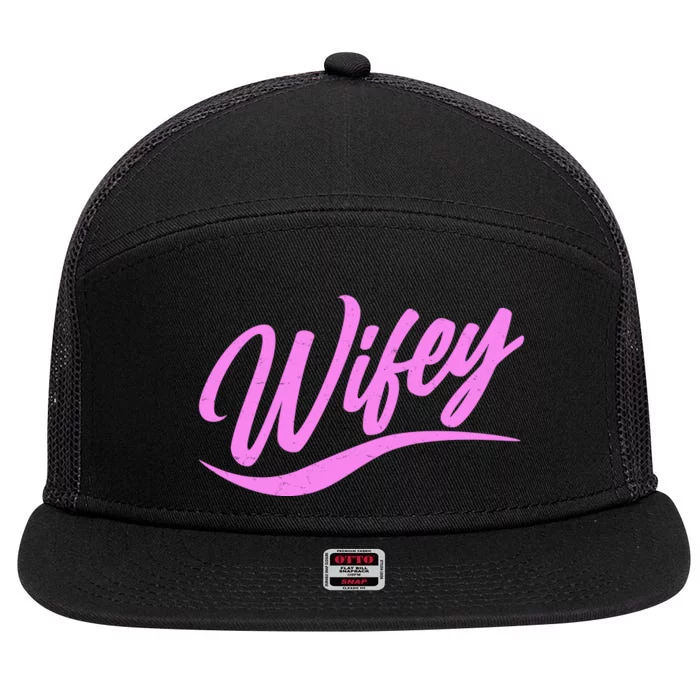 Vintage Cute Wifey Married Life 7 Panel Mesh Trucker Snapback Hat