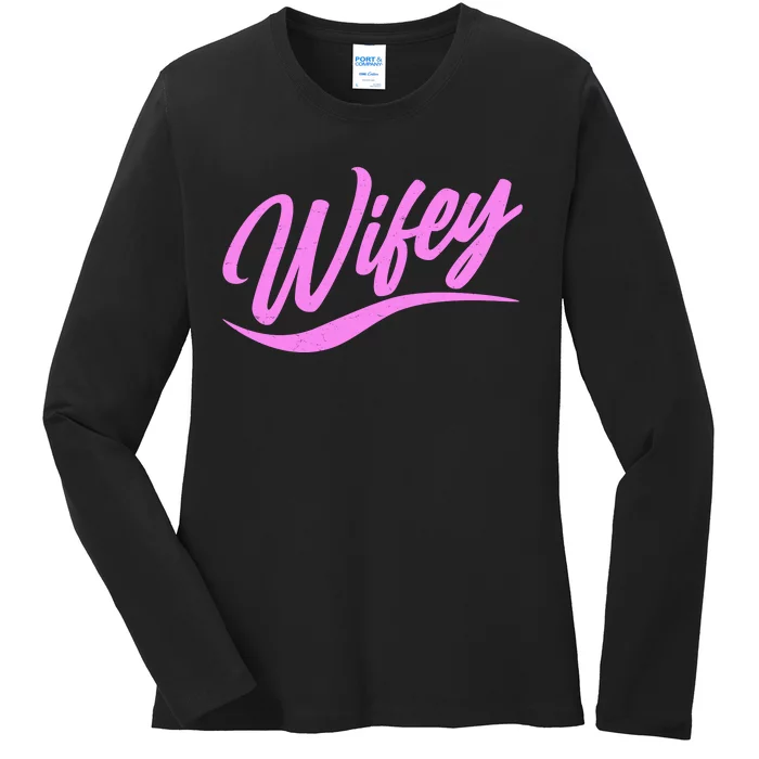 Vintage Cute Wifey Married Life Ladies Long Sleeve Shirt