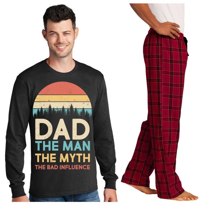 Vintage Dad Man Myth The Bad Influence Long Sleeve Pajama Set