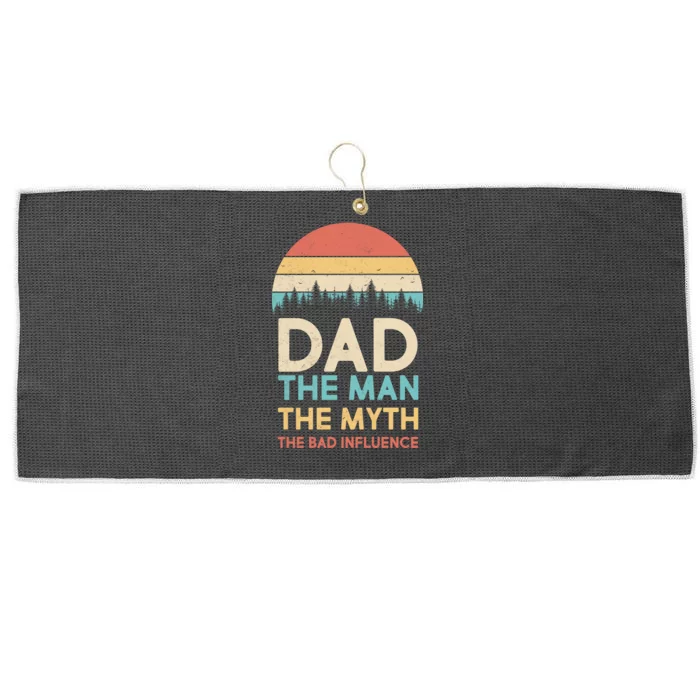 Vintage Dad Man Myth The Bad Influence Large Microfiber Waffle Golf Towel