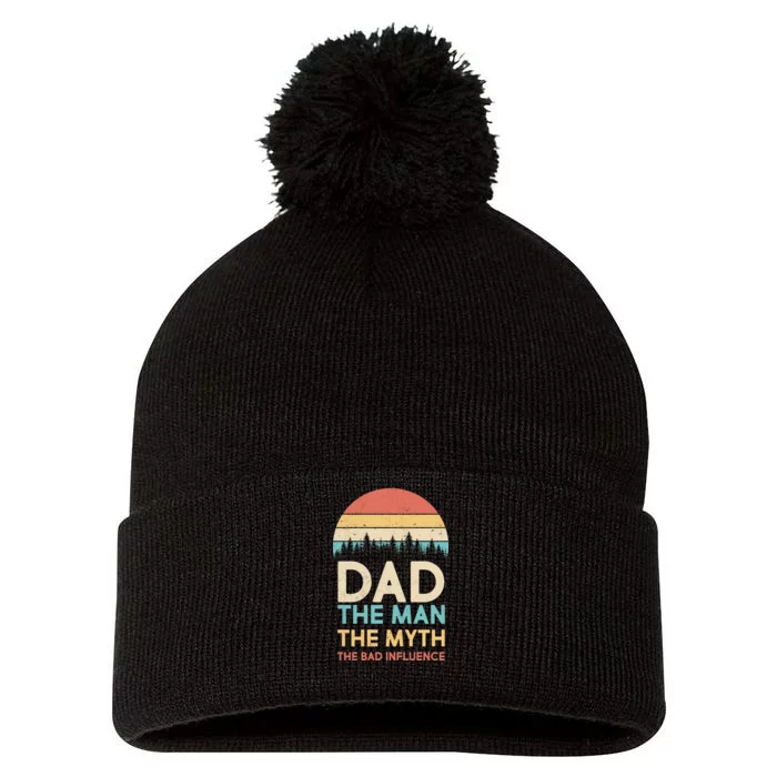 Vintage Dad Man Myth The Bad Influence Pom Pom 12in Knit Beanie