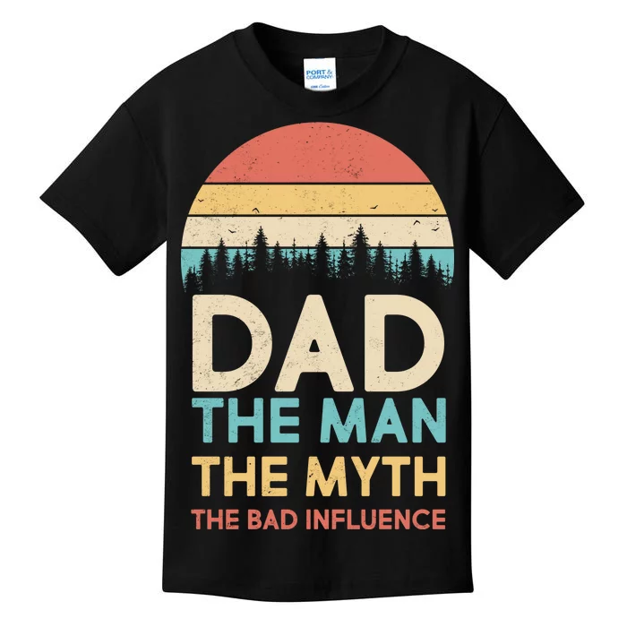 Vintage Dad Man Myth The Bad Influence Kids T-Shirt