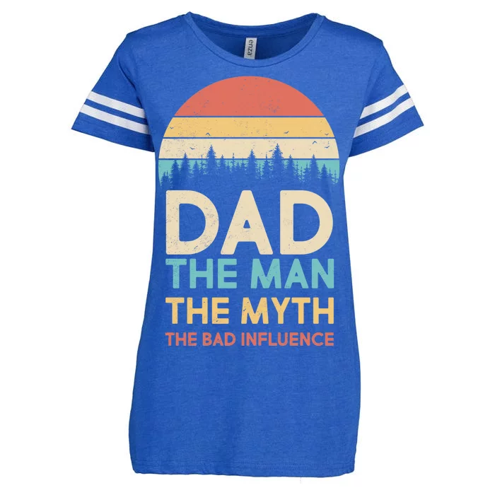 Vintage Dad Man Myth The Bad Influence Enza Ladies Jersey Football T-Shirt