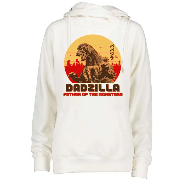 Vintage Dadzilla Father of the Monsters Womens Funnel Neck Pullover Hood