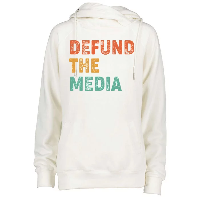 Vintage Defund The Media Womens Funnel Neck Pullover Hood